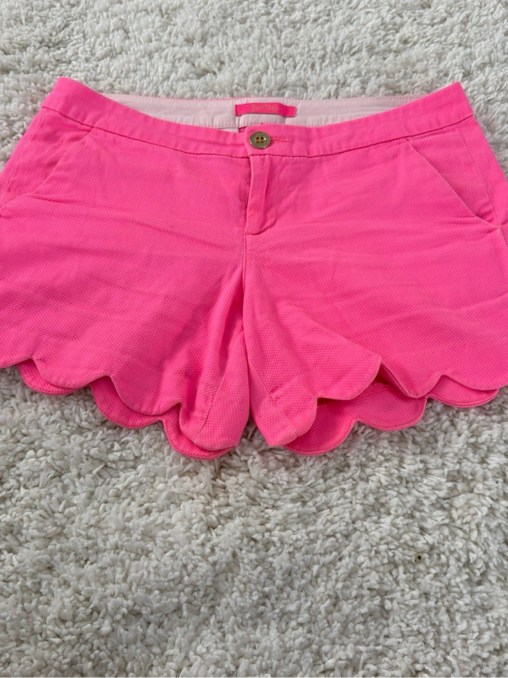 Lilly Pulitzer Neon Pink Scalloped Hem Bermuda Shorts